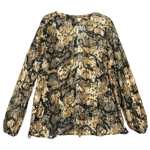 Free People Out For The Night Top / Snake Combo Tan Black blouse tops size small - Picture 5 of 13